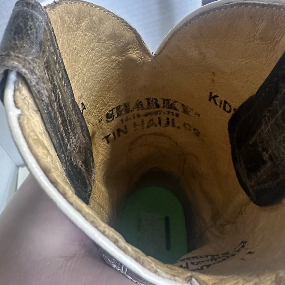 Tin Haul Kids Boys Tan Leather Sharky size 11 Cowboy Boots. - Picture 4 of 10